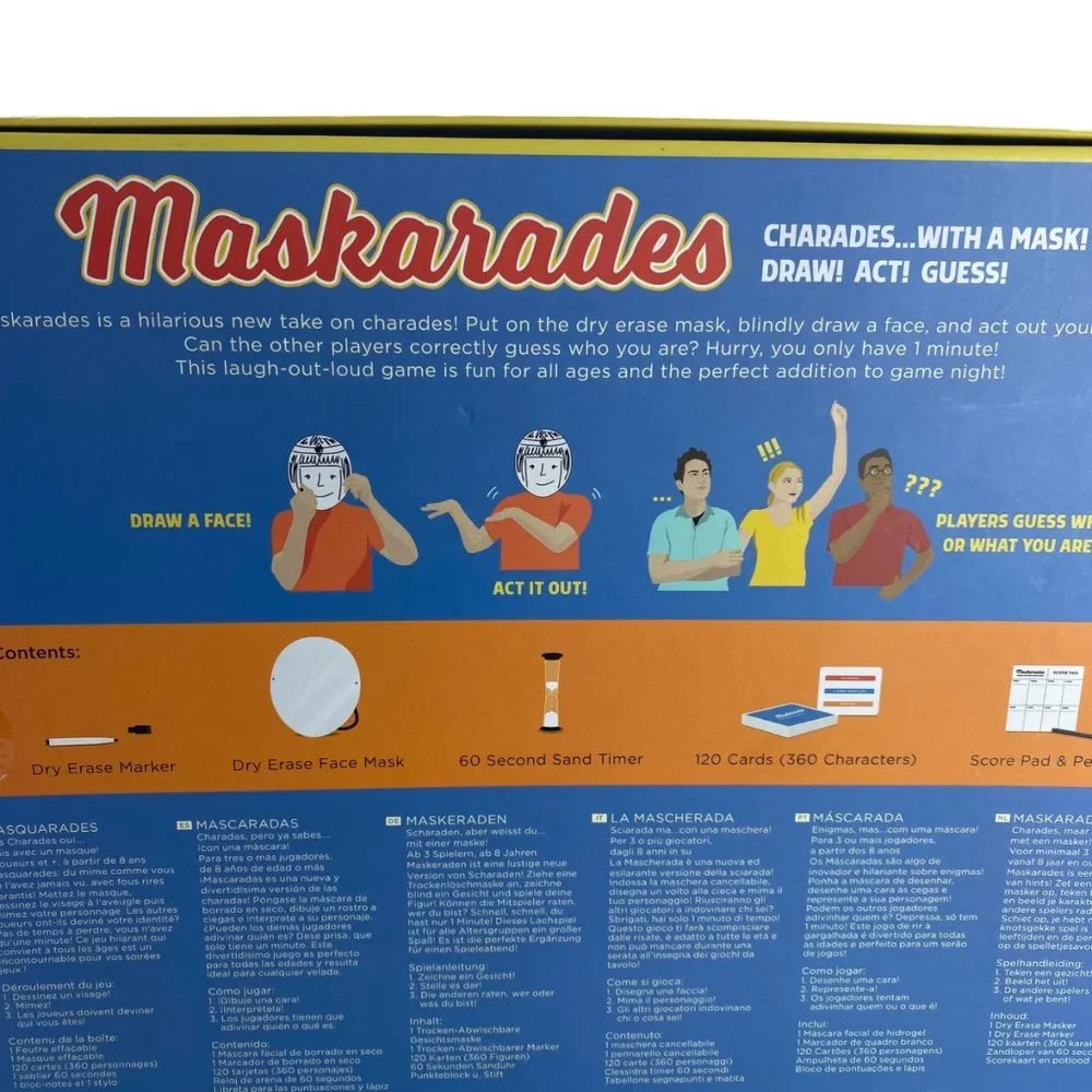 Kirkerland Maskarades Charades with a Mask Draw! Act! Guess Family Friendly Game